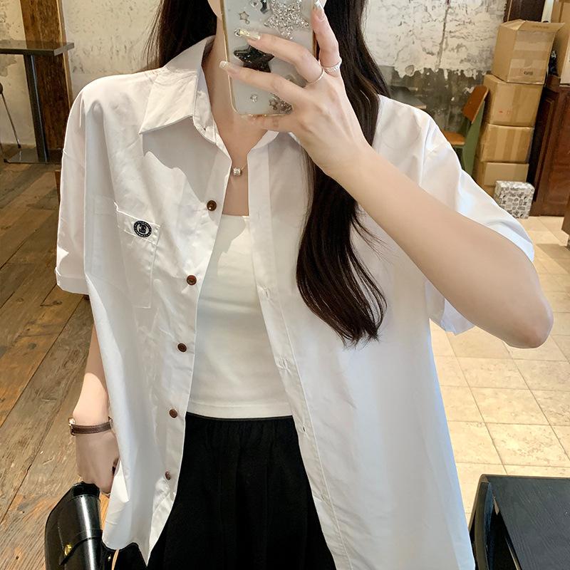 

Женская футболка с коротким рукавом Летняя Новая Дизайнерская Нишевая Свободная Повседневная Футболка-поло Темпераментный Топ XL