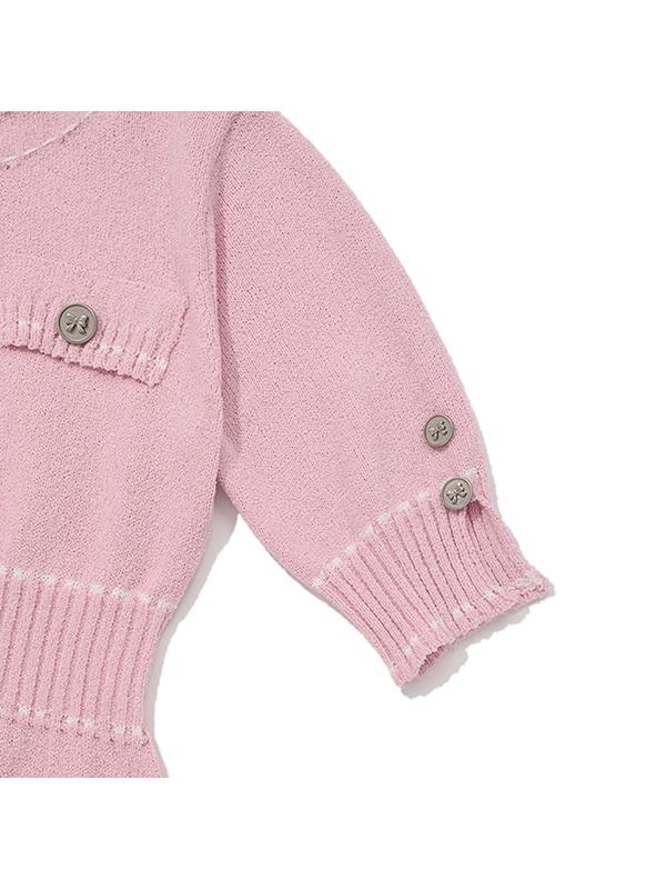 Kirsh Color Stitch Point Knit Dress [Salmon]