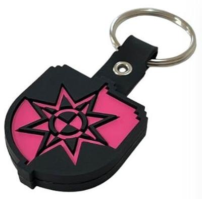 COMPLEX 2024 Nippon Ichishin Merchandise: Koji Kikkawa & Tomoyasu Hotei Emblem Rubber Keychain B [Pink/Green]