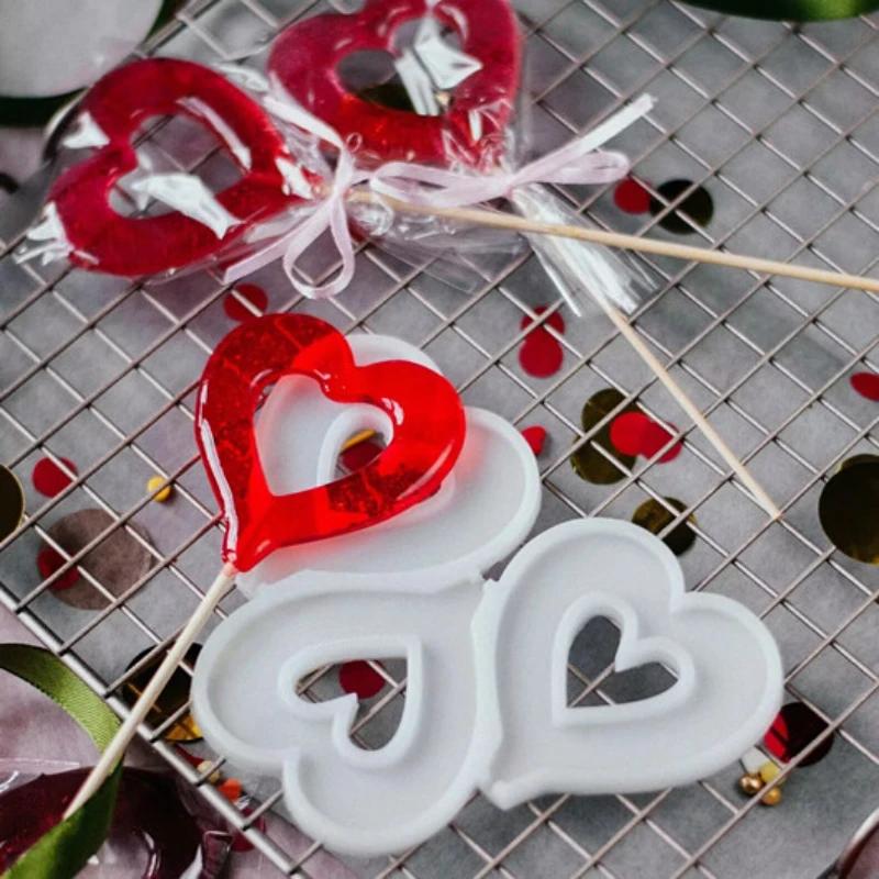 Silicone Lollipop Molds Round Heart Star Rabbit Shape Candy Mold Cake Topper Decorating Tools Chocolate Biscuit Baking Mould