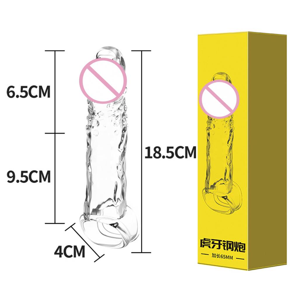 Transparent Penis Sleeve Reusable Condom Penis Extender Girth Enhancer Realistic Sleeve Sheath Delay Ejaculation Sex Toy for Men