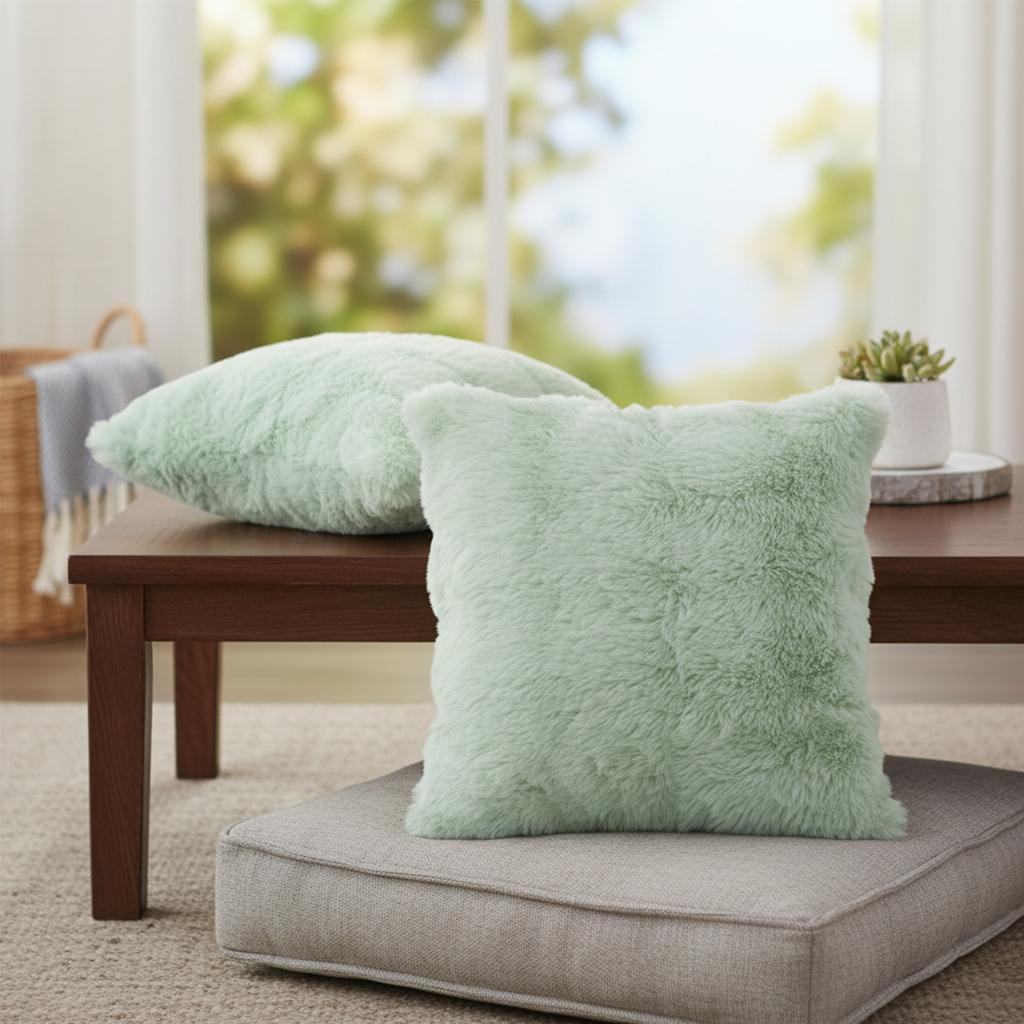 Set aus 2 Kunstfell-Kissenbezügen 18x18 Zoll Dekorative Kissenhülle für Sofa Couch Bett Wohnzimmer Gemütliche Heimdekoration