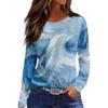 Women's Fashion Hem Slit Casual Floral Print Round Neck Long Sleeve Top