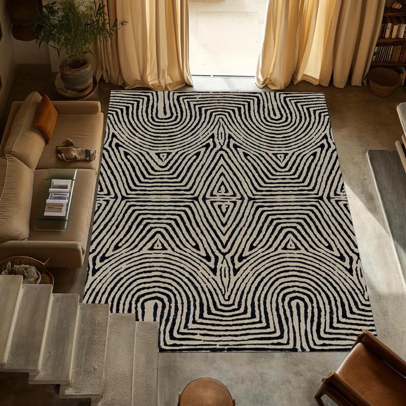 Modern Geometric Pattern Area Rug Non Slip Decorative Floor Mat for Living Room Bedroom Kids Playroom Multiple Color Options