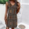 Plus Size V Neck Sleeveless Dress Natural Field Flower Print For Outdoor Picnic