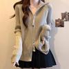 2025 Autumn/Winter Stand Collar Zipper Slim Knitwear - Women's Loose Style Cardigan