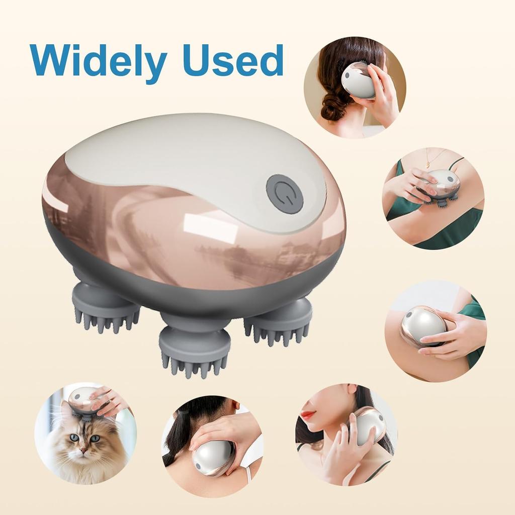 Mini Máquina de Masaje para la Cabeza Silicona Cuero Cabelludo Succión Magnética Carga Silicona Hombro Multifuncional Amasamiento Vibración Spa para la Cabeza