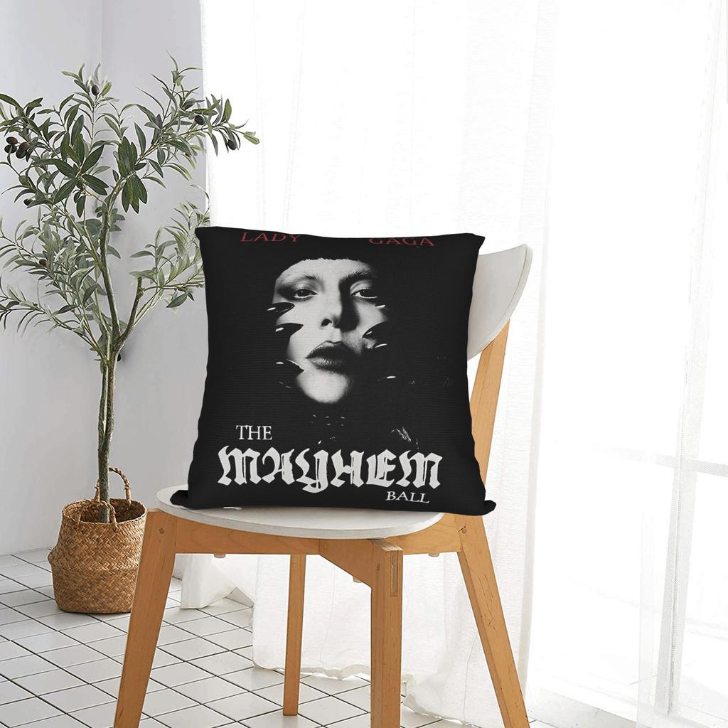 Lady Gaga The Mayhem Ball Tour 202 Funda de Almohada Estampada Funda de Cojín Funda de Almohada Vintage Para Sofá Dormitorio Decoración del Hogar