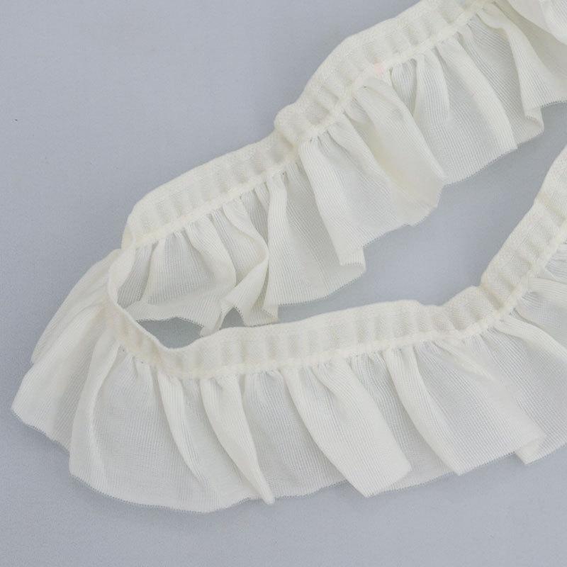 

Романтичная и уютная ручная работа 2,5 см односторонняя полупрозрачная грибовидная эластичная гофрированная лента ручная работа своими руками край юбки кукольная одежда аксессуары кружево 2.5cm*10 yards