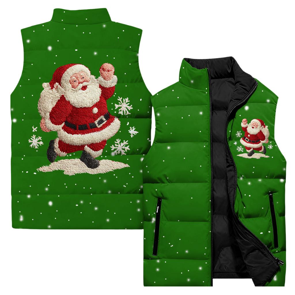 Ladies' Casual And Fashionable Sleeveless Vest Christmas Printed Cotton Jacket