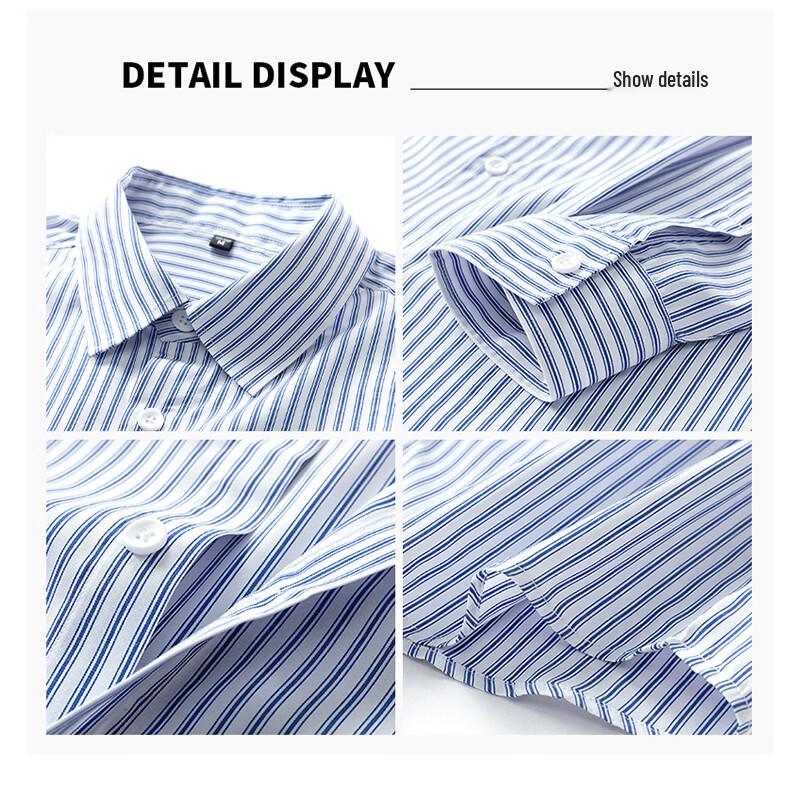 ROMON Men's Striped Long-Sleeve Casual Shirt