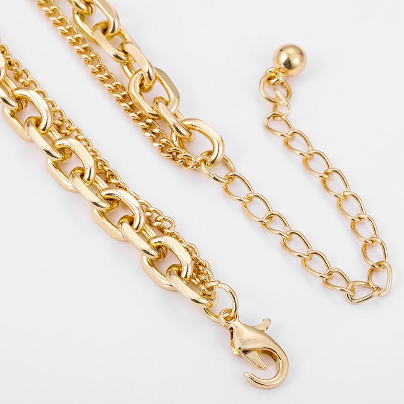KJ Electroplated Smiley Face Double Layer Necklace Unisex Hip Hop Style European American INS Cuban Chain