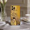 Custodia per Telefono Pittura "Il Bacio" di Gustav Klimt per iPhone 17pro,16,15,14,13,12,11 Plus,Pro Max,XS,Copertura Nera in Silicone Morbido
