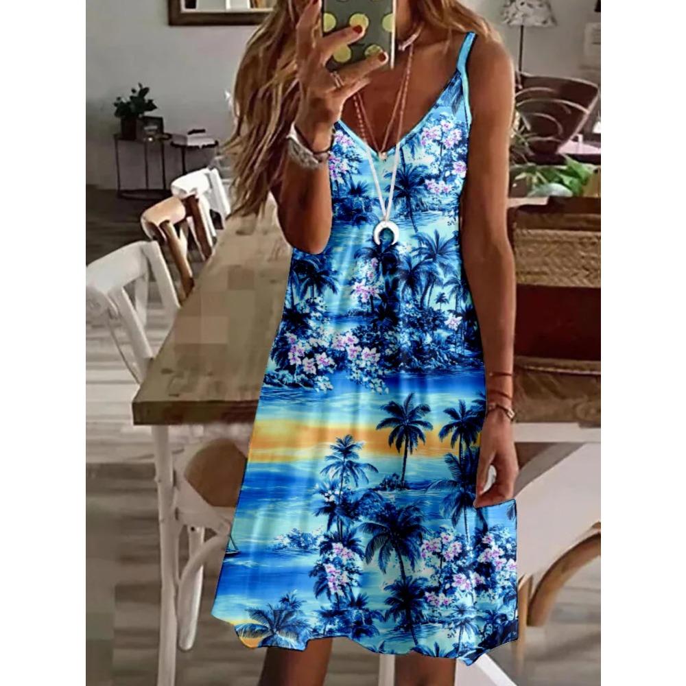Elegante Vestito Canotta da Donna Stampato per Primavera ed Estate