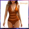Sexy Black One Piece Swimsuit Women Deep V Neck Hollow Backless Slim Fit Beach Bathing Suit Lace High Waist Swimwear With Bra