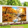 Photography background: 2D flat printing banner 1 piece. Banner depicting autumn forest wildlife and flowing water.zyc
