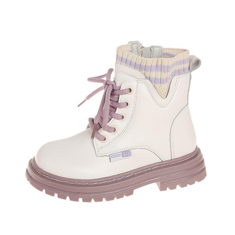 Dívčí kozačky Léto Nové Černé Krátké Kozačky Vlna Ústa Jarní a Podzimní kožené kozačky