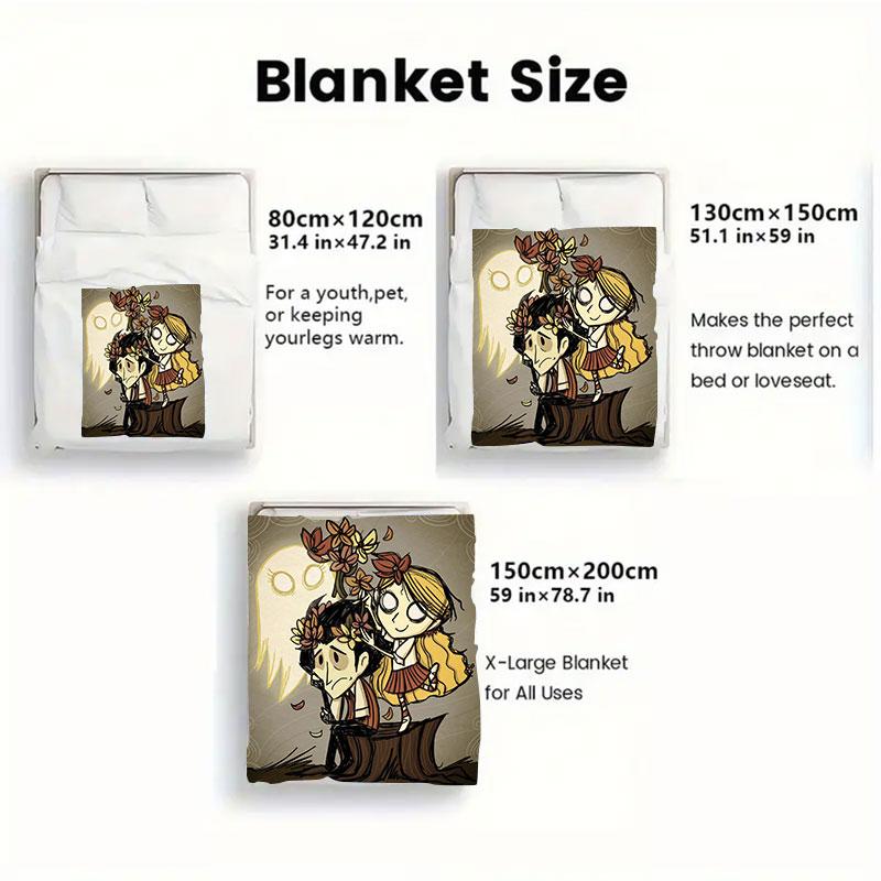 1Pc Don'tStarve Print Flannel Blanket, High Quality Comfortable for All Seasons, Home Decor, Warmth and Comfort, Perfect for Christmas Gifts