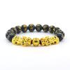 Pixiu Armband Feng Shui Rijkdom en Geluk Armband Heren Polsband Goudkleur Obisidiaan Steen Kralen Zwart Zes Karakter Cadeau