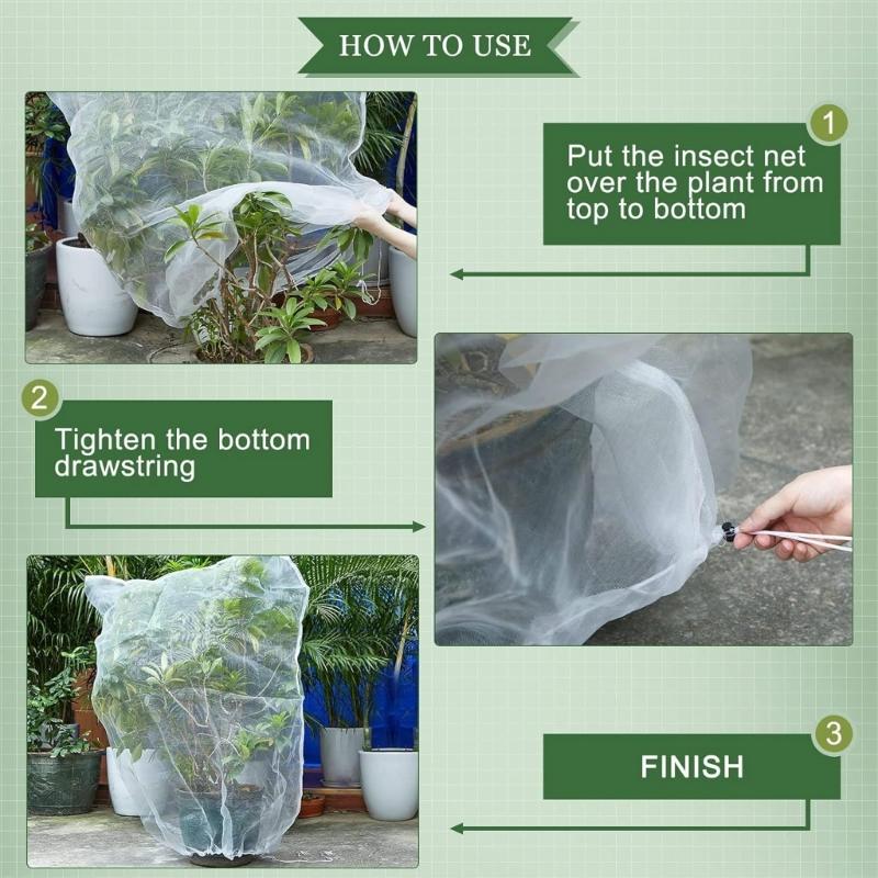 Garden Netting Plant Fruits Tree Netting Bag with Drawstring Netting Cover Barrier for Blueberry Flower Vegetables