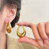 Smooth Water Drop Stainless Steel Earrings for Women Gold Color Fashion Exquisite Hollow Temperament U-Shaped Earrings Jewelry