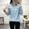Women's Retro Slim Fit Denim Shirt with Pearl Buttons - Long Sleeve, Spring College Style