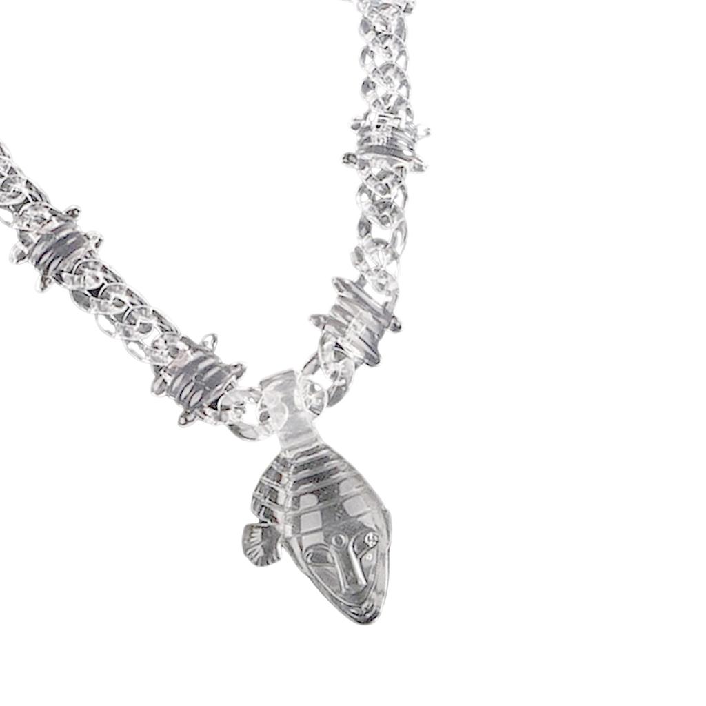 Hiphop Acrylic Pendant Necklace Fashion Neck Jewelry Statement Spike Chain Jewelry Suitable for Men and Women Present