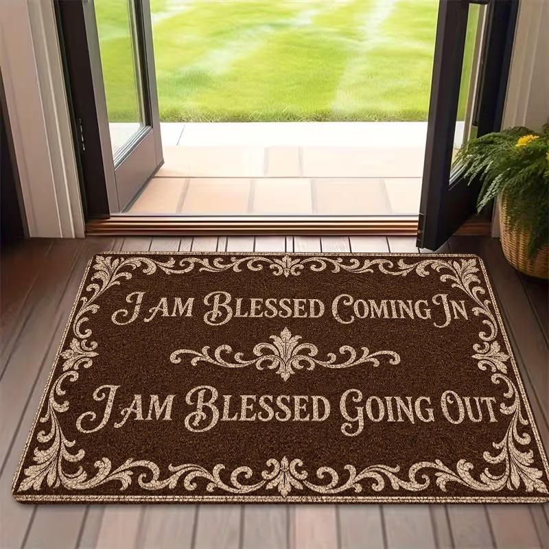 Barbershop Rectangle Door Mat Vintage Hair Salon Non-Slip Welcome Rug Luxury Gold Black Carpet for Indoor Entrance Decor