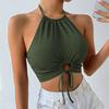 Women's Clothing, 2025, Summer New Style, Sexy Camisole, Vest, Neck Hanging, Short Style, Exposed Navel, Outerwear