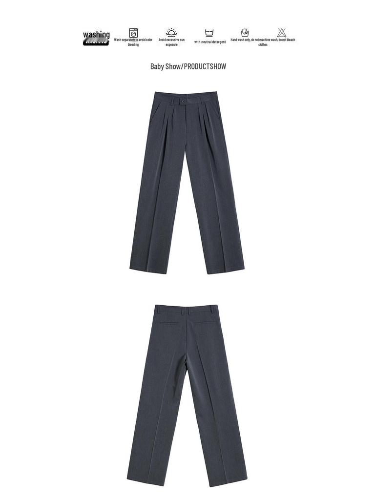 MYQ Pantalon ample à jambes larges drapé pour hommes printemps/été - Tendance coréenne, pantalon décontracté longueur plancher