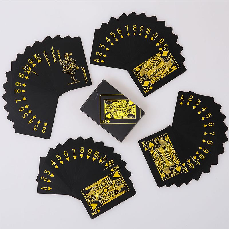 Black Plastic Playing Cards Blue Red Yellow Playing Card Set Magic Waterproof Magic Poker Gift Series