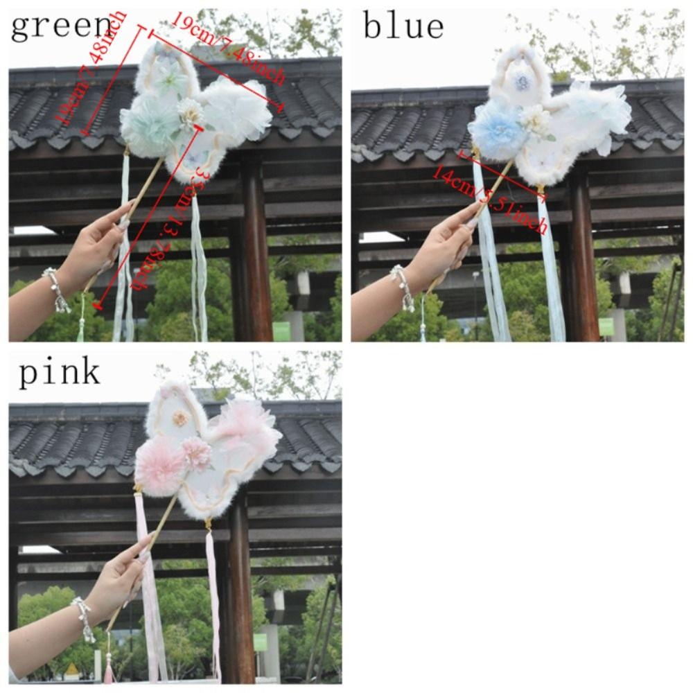 Handmade Silk Flower Fan Fluffy Embroidered Fan Elegant Photo Props Dance Performance