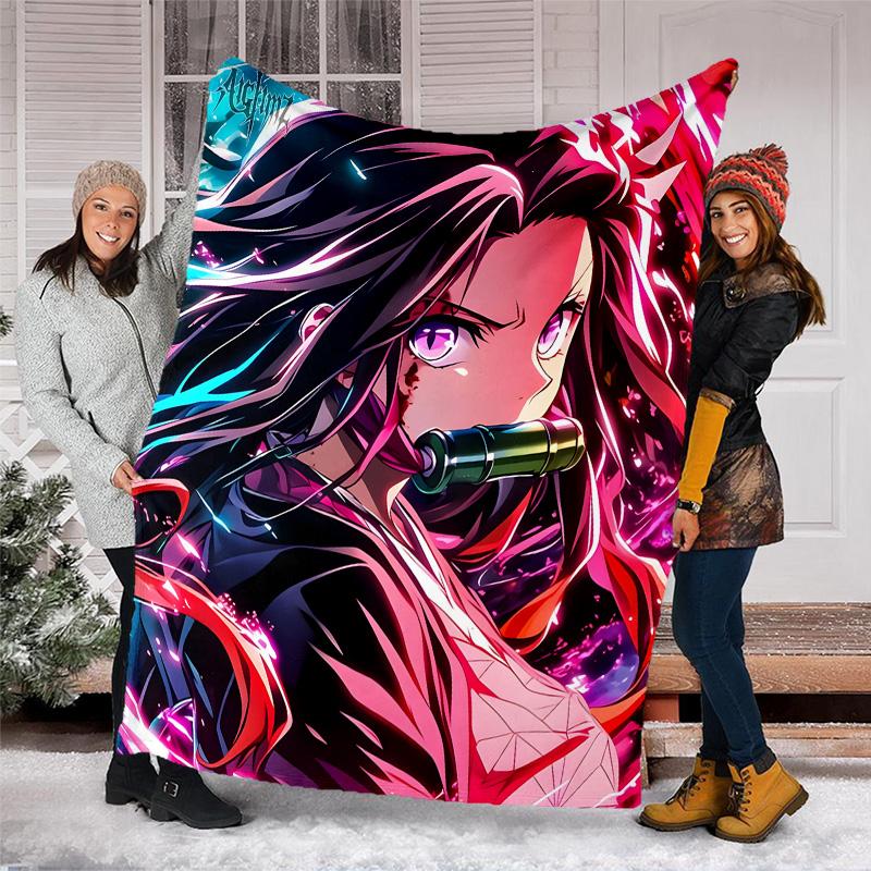 1pc nezouko6 Theme Blanket - Digital Print, Polyester, Cozy for All Seasons, Perfect for Outdoor, and Travel