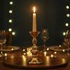 Vintage Gold Metal Pillar Candlestick Non-slip Bottom Candle Stand Table Candle Holder  Party