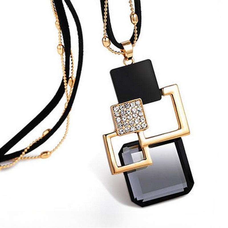 Women's Long Statement Geometric Necklace Pendant