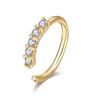 Piercing de Nariz em Zircônia em Forma de Arco Europeu e Americano: Joia para Piercing Corporal de Cobre sem Furo, Cravejada com Diamantes.