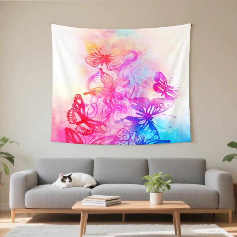 Boho Chic Wall Tapestry With Moon Phase Floral Starry Sky Design Bedroom Yoga Studio Decor