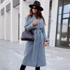 French-Inspired Wool Wrap Coat 2025 - V-Neck Single Breasted Coatigan W/ Cinched Belt, Tailored Fully Lined Outerwear for Office To Gala