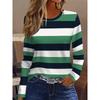 Women's Minimalist Elegant Vacation Abstract Painting Three-color Block Striped Breathable Crew Neck Long Sleeve, Machine Washable