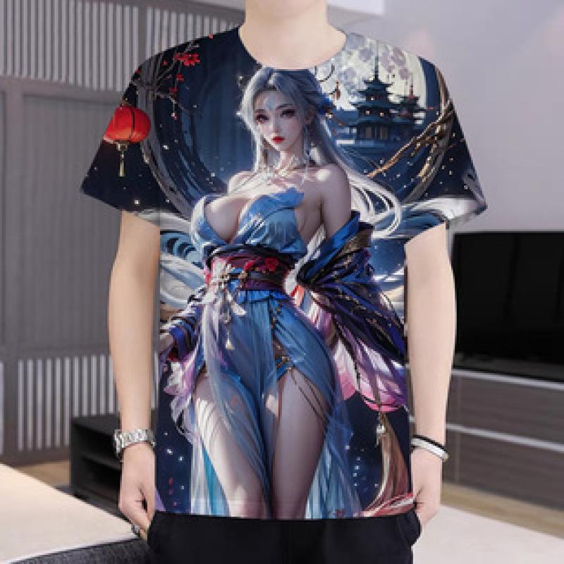 Sexy dívky Pánská trička Legrační tričko s 3D potiskem Léto Vintage Krátký rukáv Móda Tričko Ležérní Oblečení
