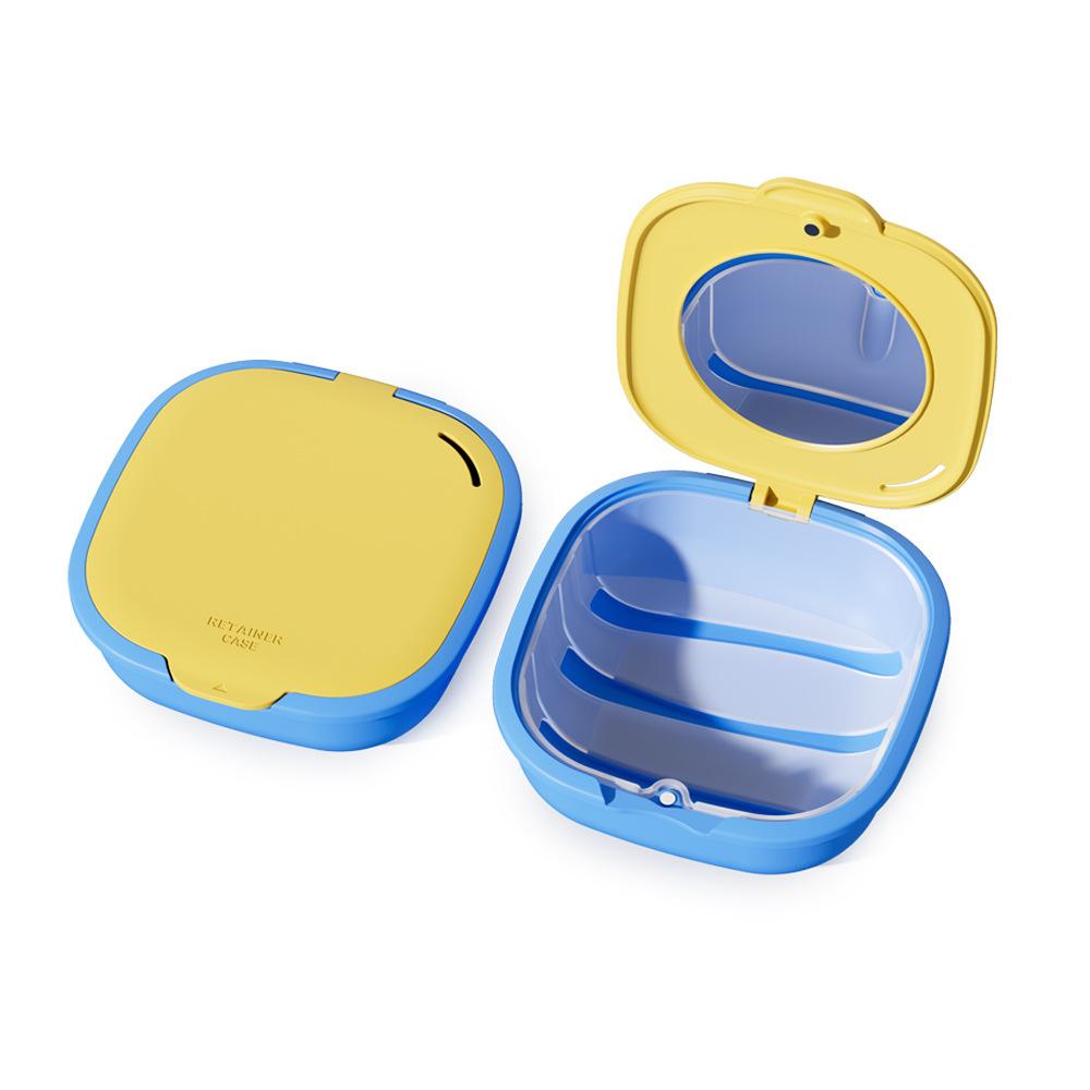 1 Stück Aufbewahrungsbox für unsichtbare Zahnspangen mit Spiegel, Halter-Zahnspangenbox, Kieferorthopädische Zahnspangenbox, Prothesen-Abtropf-Einweichbox