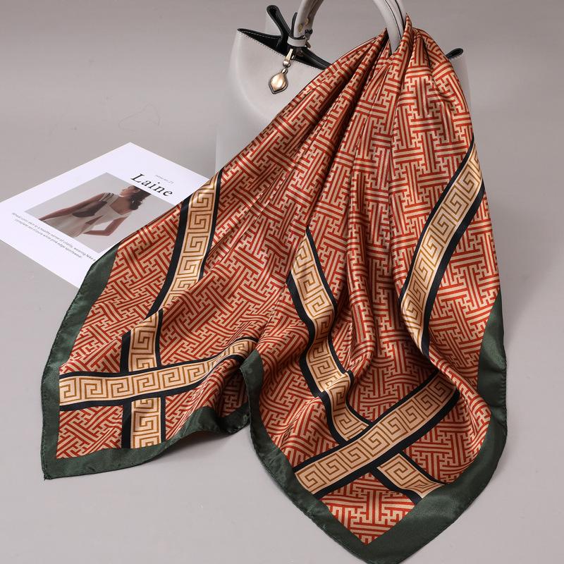 90 Square Scarves, Silk Scarves, Women's New Spring and Summer High-end Sense Versatile, Thin Scarves, Shawls Outside