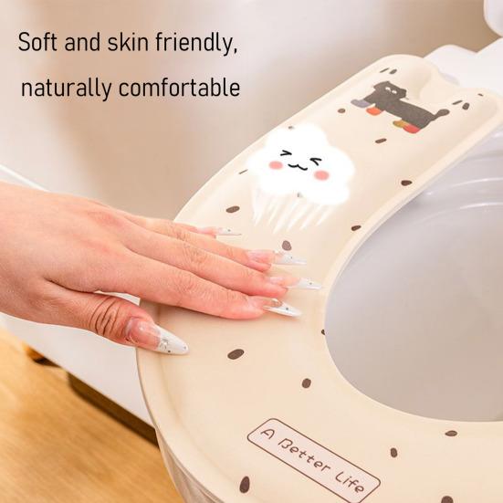 Toilet Seat Cartoon Pattern Non-Slip Toilet Seat Protector Self-adhesive Thickened Bathroom Toilet Seat Cover Sensitive Skin Toilet Seat Mat