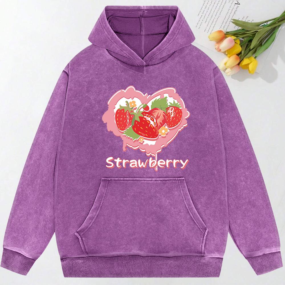 

Худи с принтом клубники в виде сердца, женское, Y2K, удобное, с карманом, уличная мода, худи, хип-хоп, хлопковая одежда 3XL
