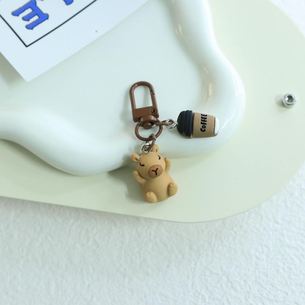 1pc Cartoon Cute Capybara Resin Keychain, Suitable for Women'S Key Ring, Bag, DIY Decorative Pendant