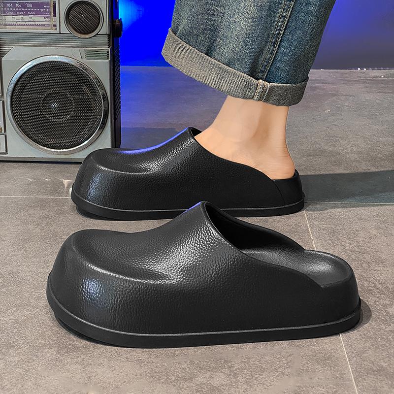 Fashion Men's Summer Outdoor Anti-slip Waterproof Black Chef Work Oes Slip-On Driving Lazy People Sandals Cover Slippers Zapatillas Male