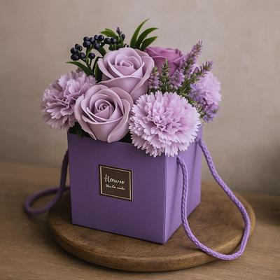 Soap Flower Bouquet, Lavender Rose and Carnation