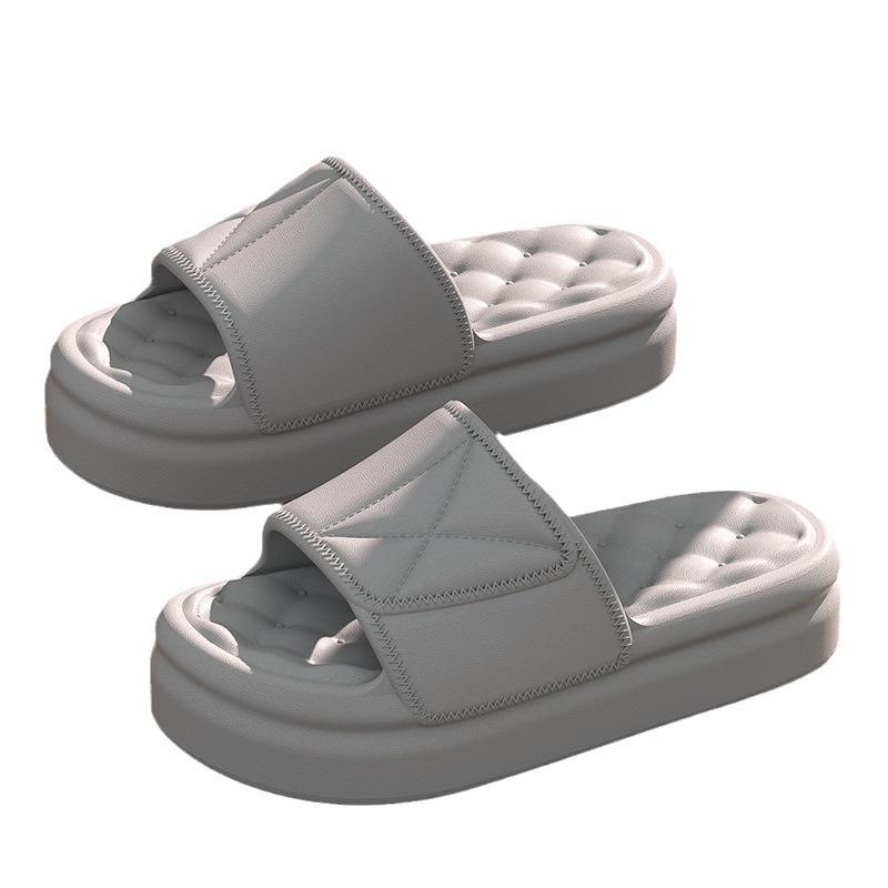 Summer platform sandals women's home shoes outside wearing silent couple bathroom non-slip high-end shoes men