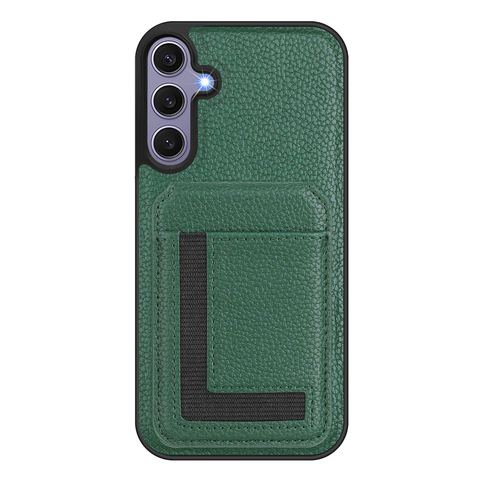 

For Samsung Galaxy S25 Magnetic Case TPU+PU Leather Phone Back Cover with Detachable Card Holder Dark Green