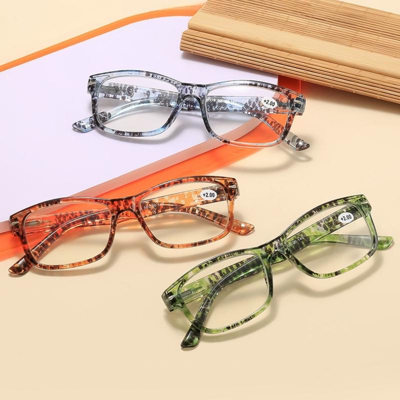 High-Definition Anti-Blue Light Reading Glasses Fashionable Print Comfort Presbyopia Glasses with Plus Diopters 0 To +4.0